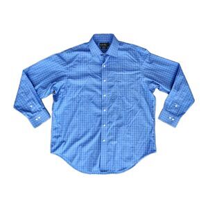 Lauren Ralph Lauren Shirt Mens 17 34/35 Blue Plaid‎ Button Up Career Preppy Work